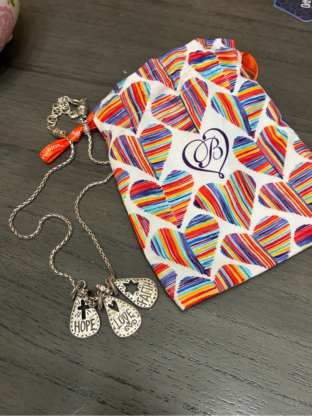 Brighton Hope Love Faith Silvertone Necklace